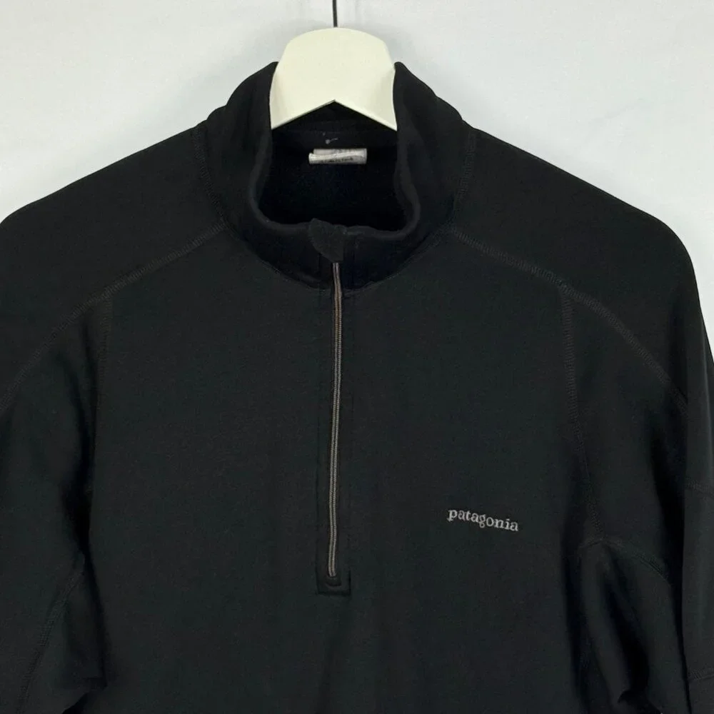 Patagonia Velocity Zip-Neck Men's Large Black 1/4 Zip Pullover Long Sleeve Shirt